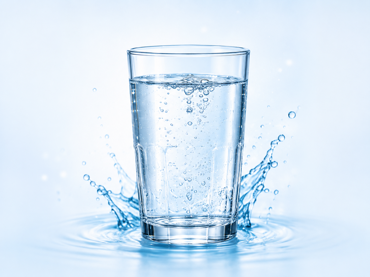 A clear glass of Sterling purified water with a clean splash