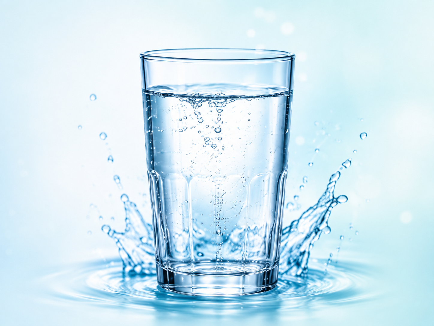A clear glass of Sterling alkaline water with a smooth splash